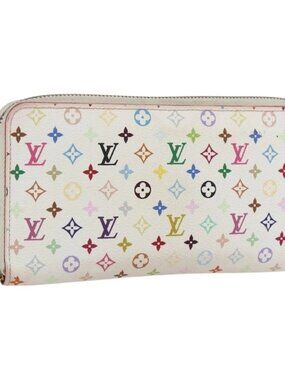 LOUIS VUITTON Monogram Multicolor Zippy Wallet White M60241 LV Auth 162714